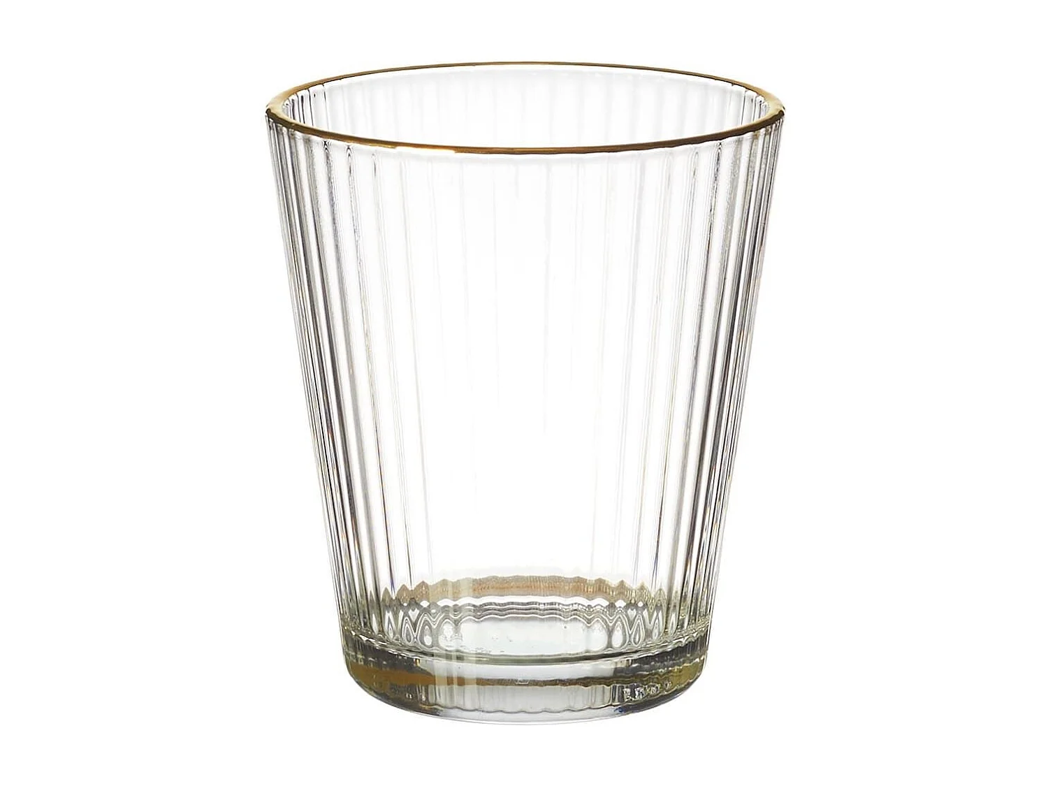 Set de 2 verres 30cl en verre avec stries et liseré doré