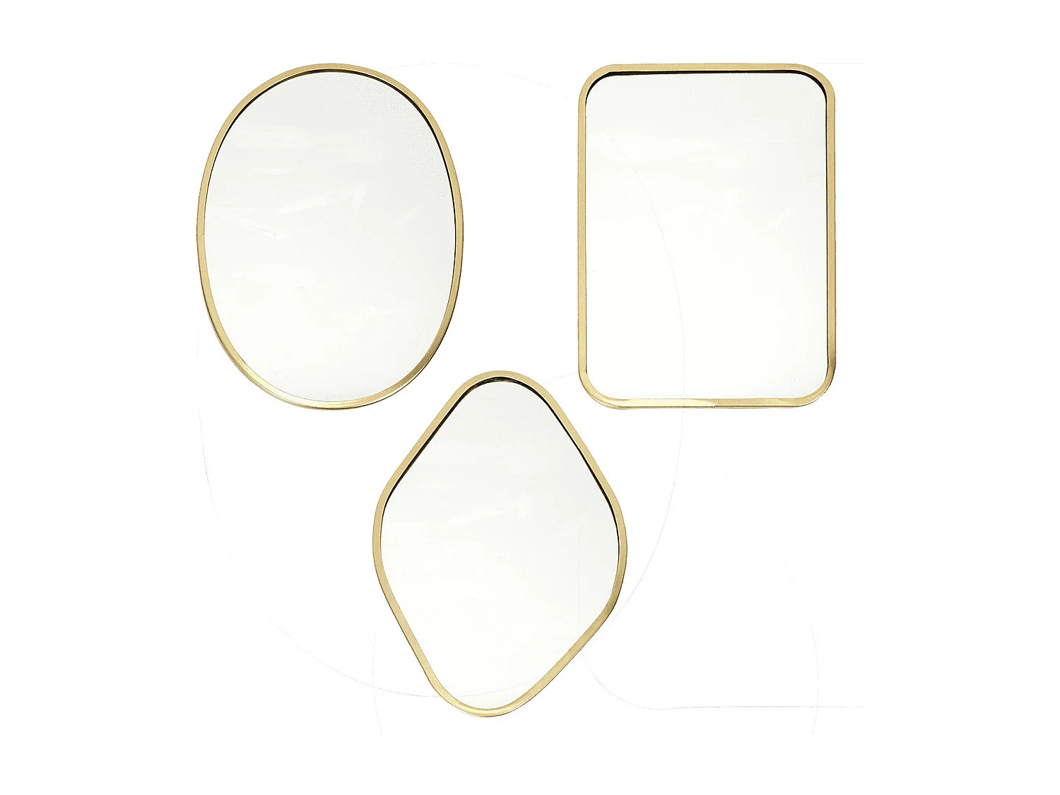 Lot de 3 Miroirs Cadre Métal Doré Formes Diverses - POPPY