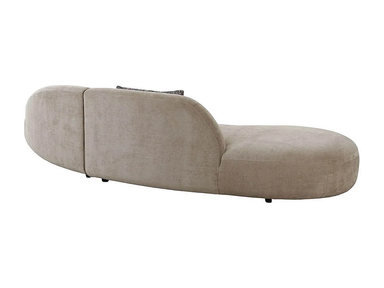 GONDAL - Canapé d'angle Arrondi Tissu Beige avec 2 Coussins Déco