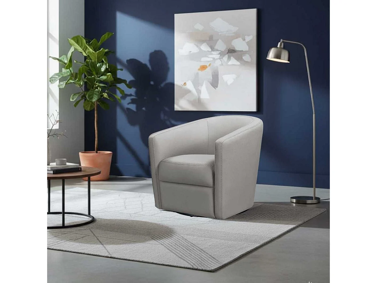 Fauteuil cabriolet pivotant 360° tissu micro grain gris perle - GINKO