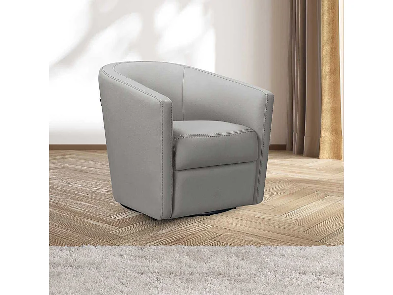 Fauteuil cabriolet pivotant 360° tissu micro grain gris perle - GINKO