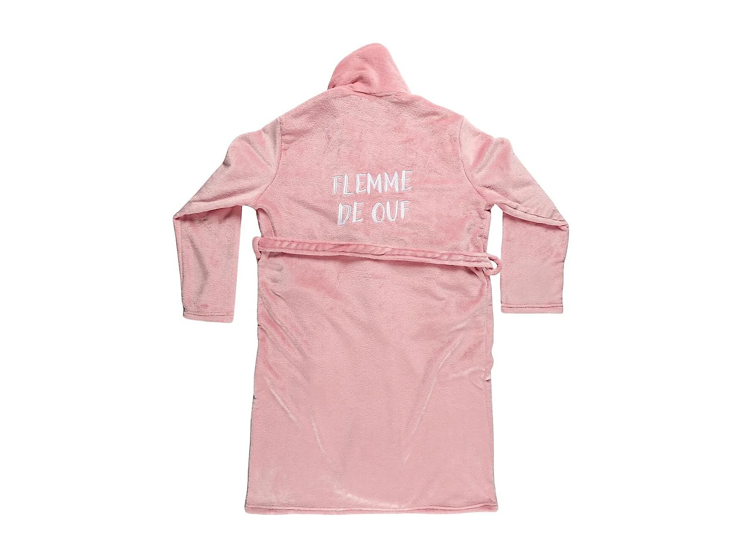 Robe de chambre sherpa rose pour femme avec broderie "femme de ouf"