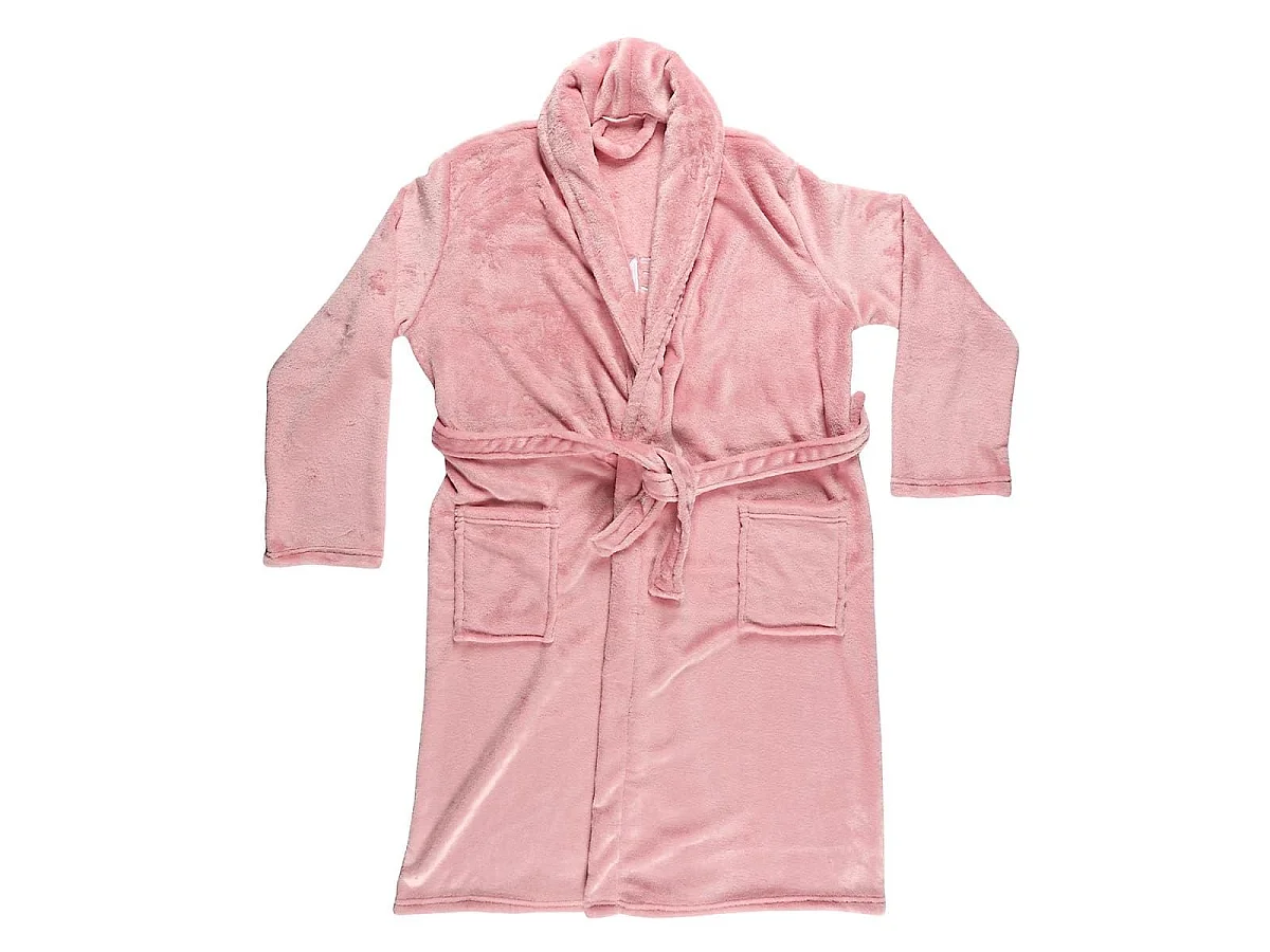 Robe de chambre sherpa rose pour femme avec broderie "femme de ouf"