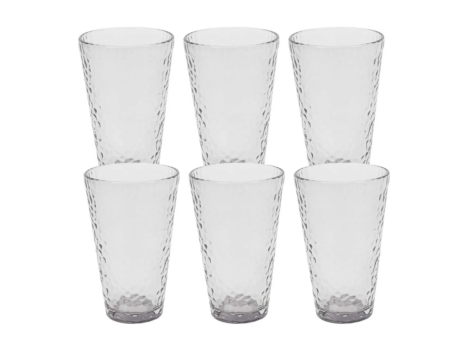 Set de 6 verres 34cl en verre martelé gris fumé