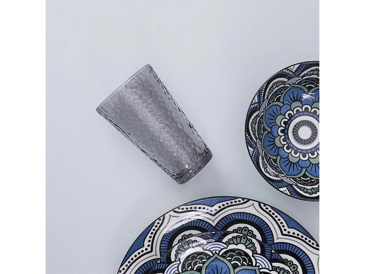 Set de 6 verres 34cl en verre martelé gris fumé