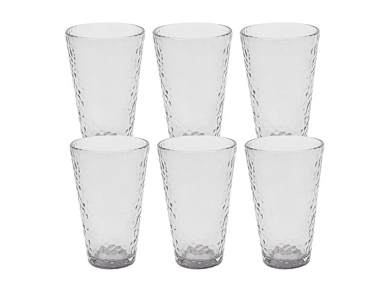 Set de 6 verres 34cl en verre martelé gris fumé