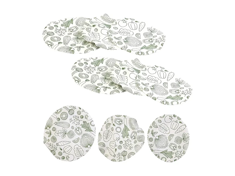 Pack 3 x 3 Couvercles Souples en Coton Réutilisables Motif Légumes - GUMMY