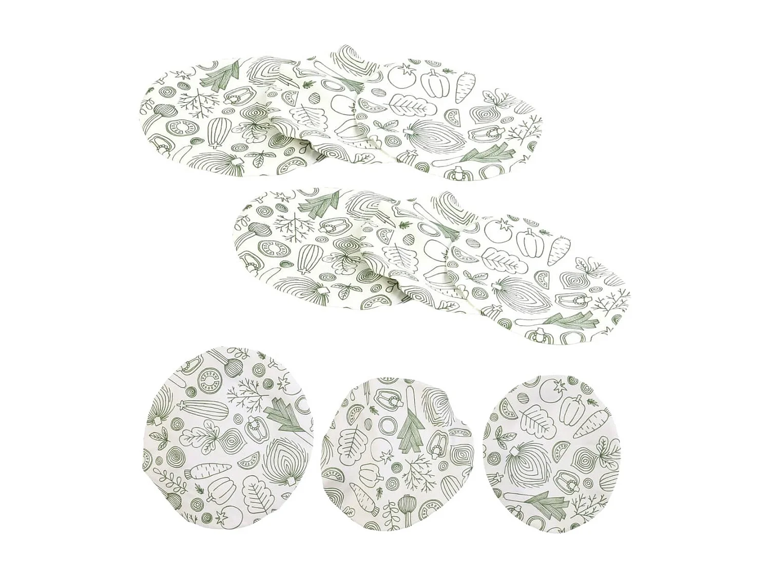 Pack 3 x 3 Couvercles Souples en Coton Réutilisables Motif Légumes - GUMMY