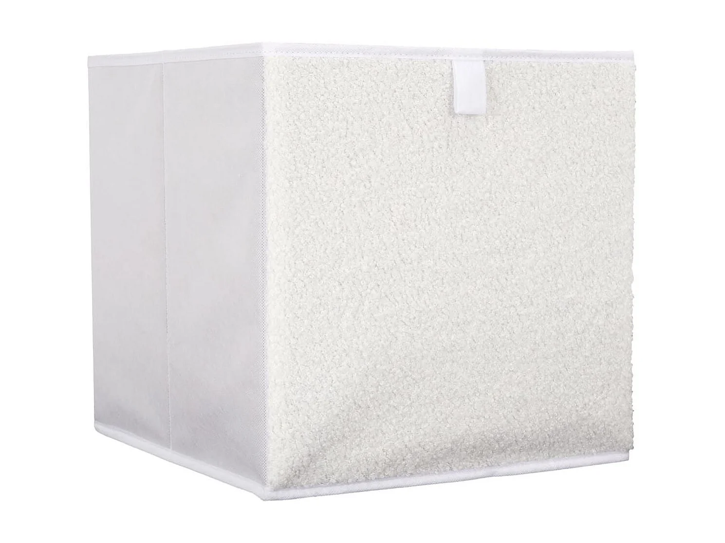 Cube de rangement pliable tissu bouclette blanc 30x30 cm