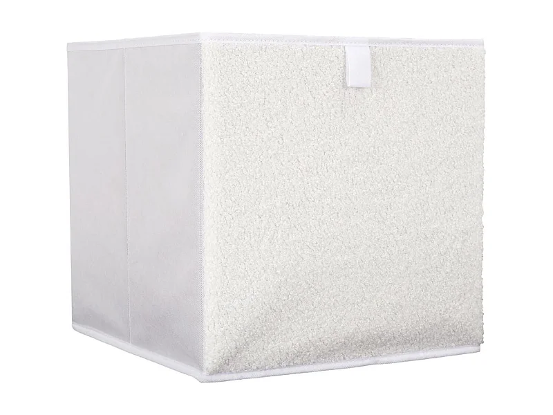 Cube de rangement pliable tissu bouclette blanc 30x30 cm
