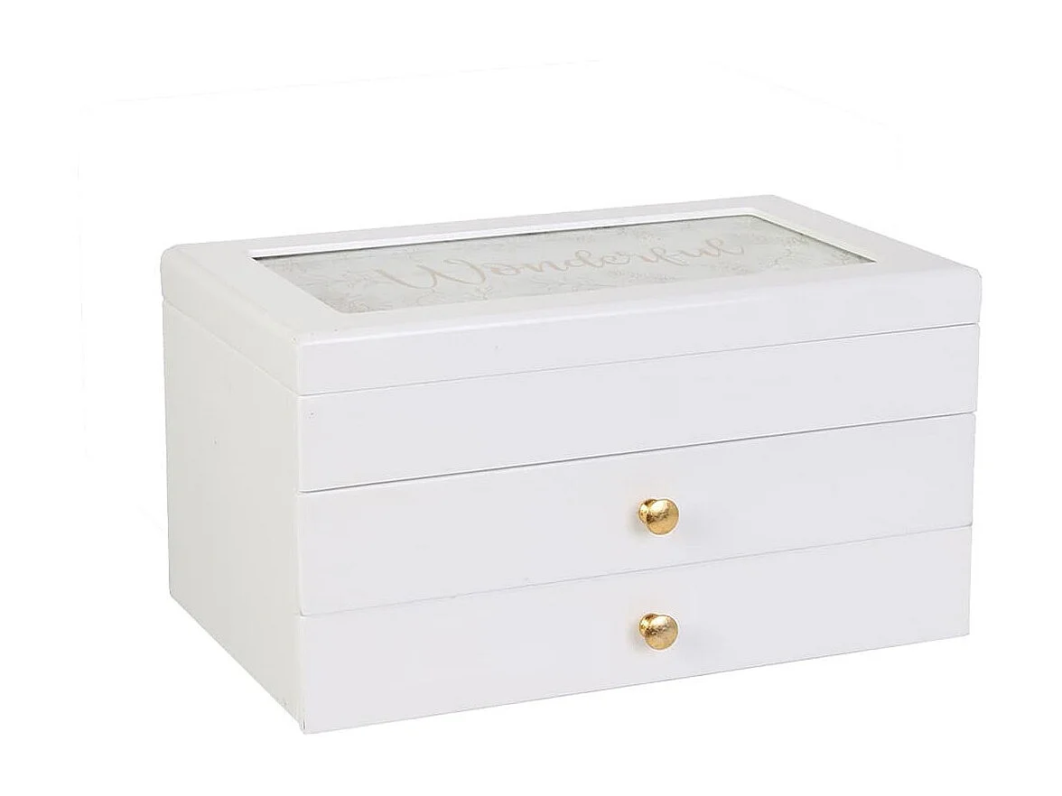 Boîte à Bijoux 2 Tiroirs Blanche - SOPHIA