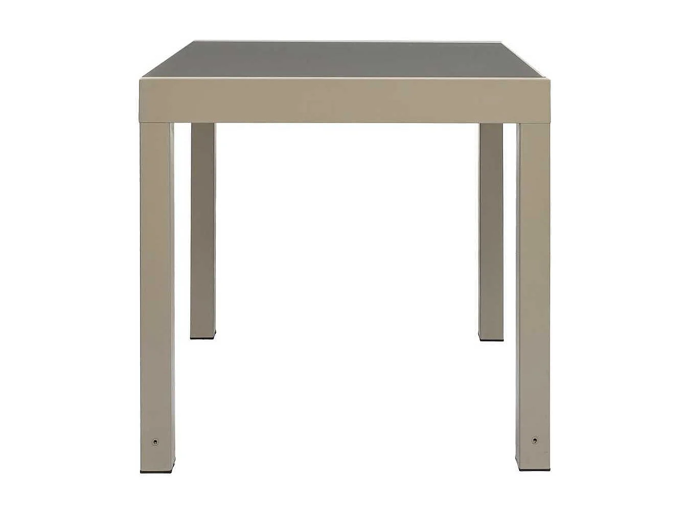 Table de jardin extensible 80x80/160 en aluminium beige et plateau en verre trempé - ARIUS