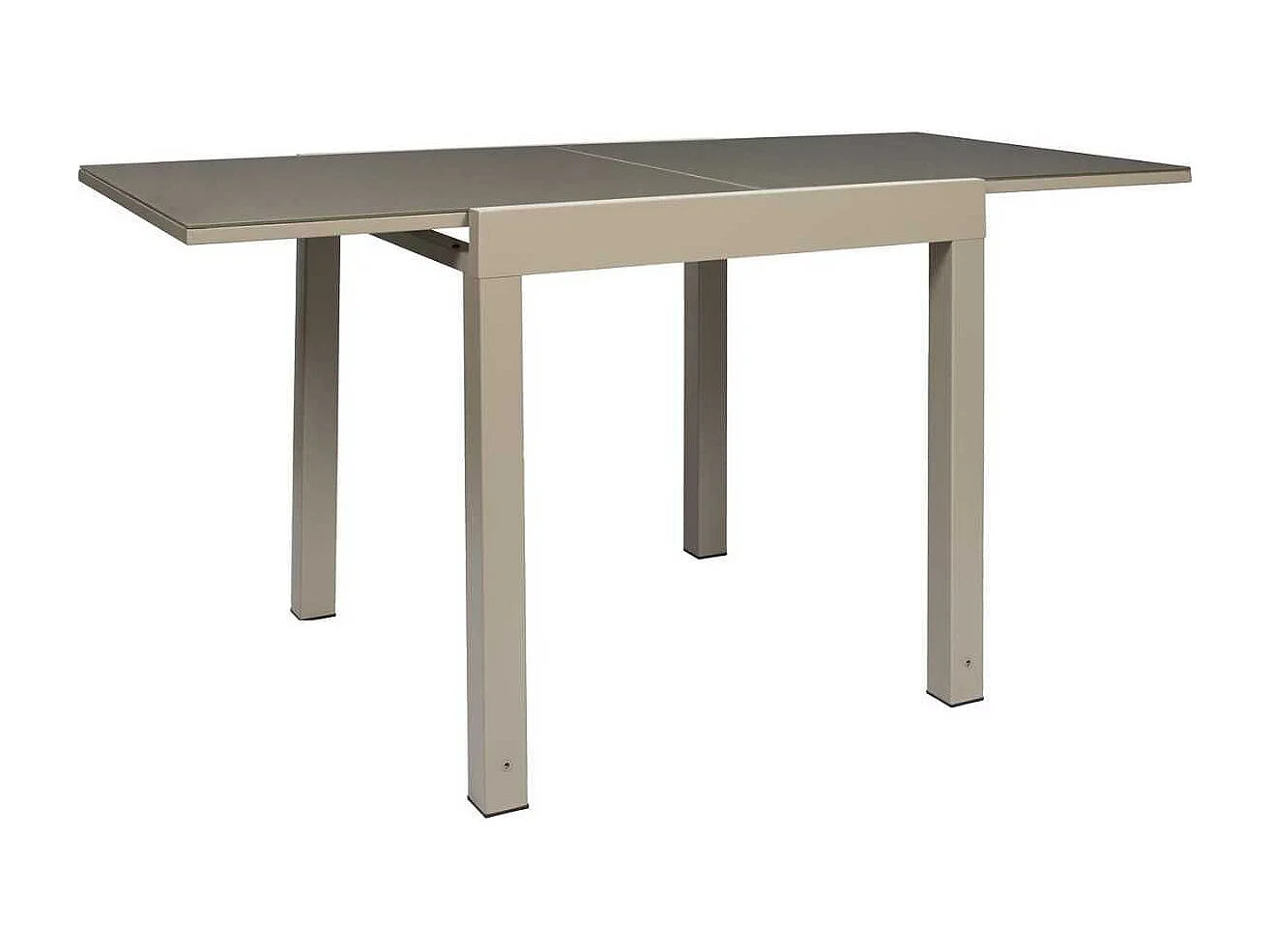 Table de jardin extensible 80x80/160 en aluminium beige et plateau en verre trempé - ARIUS