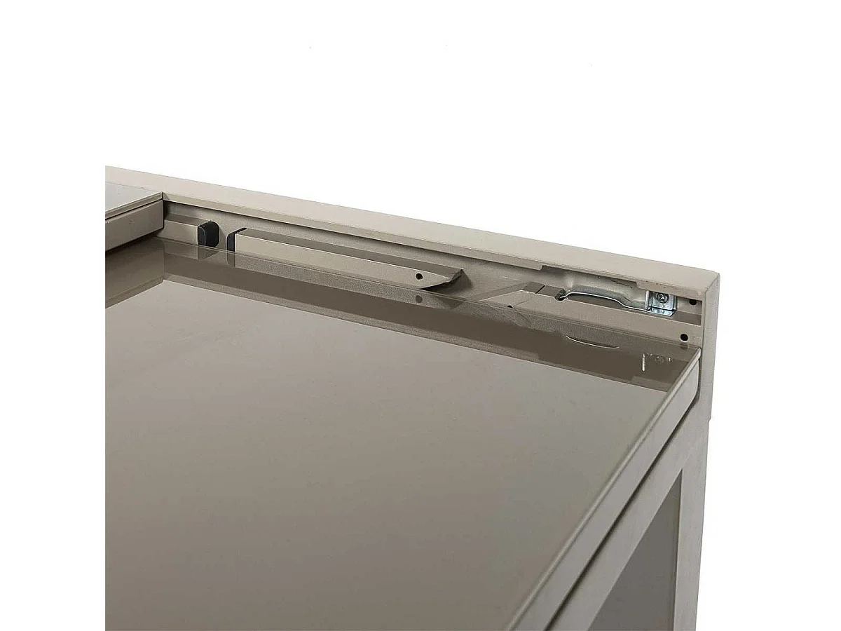 Table de jardin extensible 80x80/160 en aluminium beige et plateau en verre trempé - ARIUS