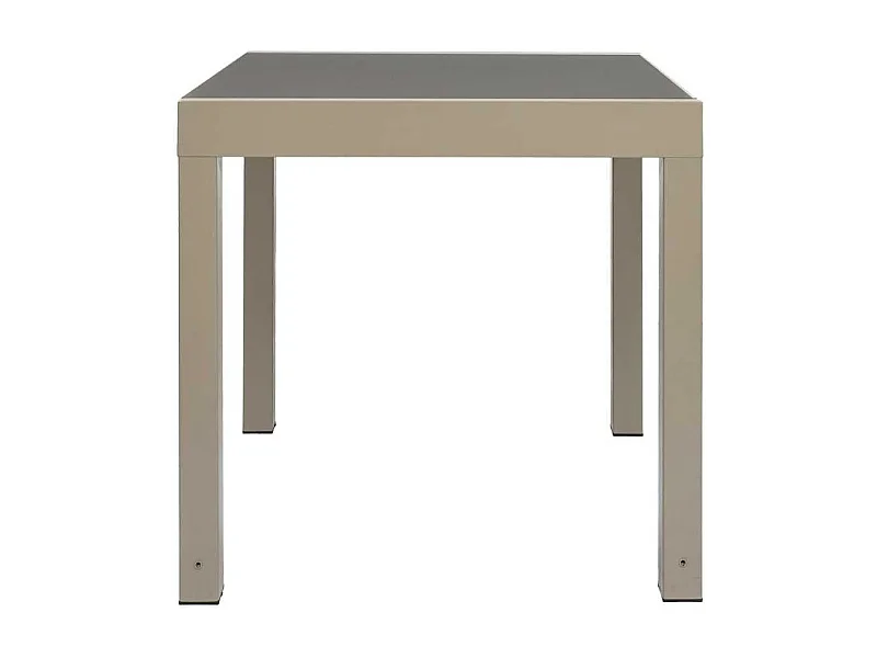 Table de jardin extensible 80x80/160 en aluminium beige et plateau en verre trempé - ARIUS