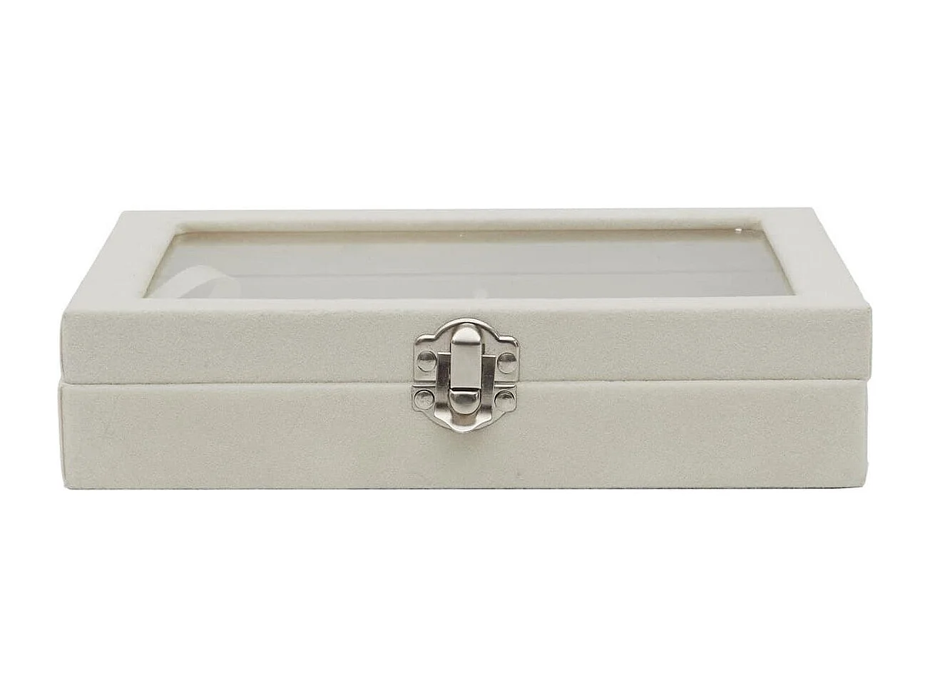 Boîte à bijoux crème intérieur feutrine et couvercle transparent