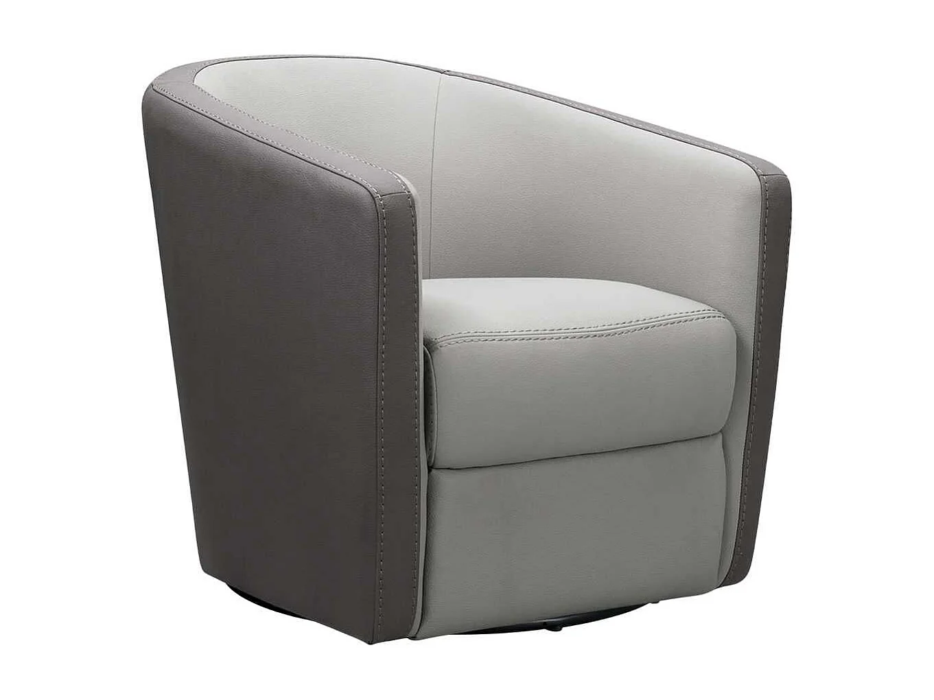 Fauteuil cabriolet pivotant 360° tissu micro grain gris perle et gris plomb - GINKO
