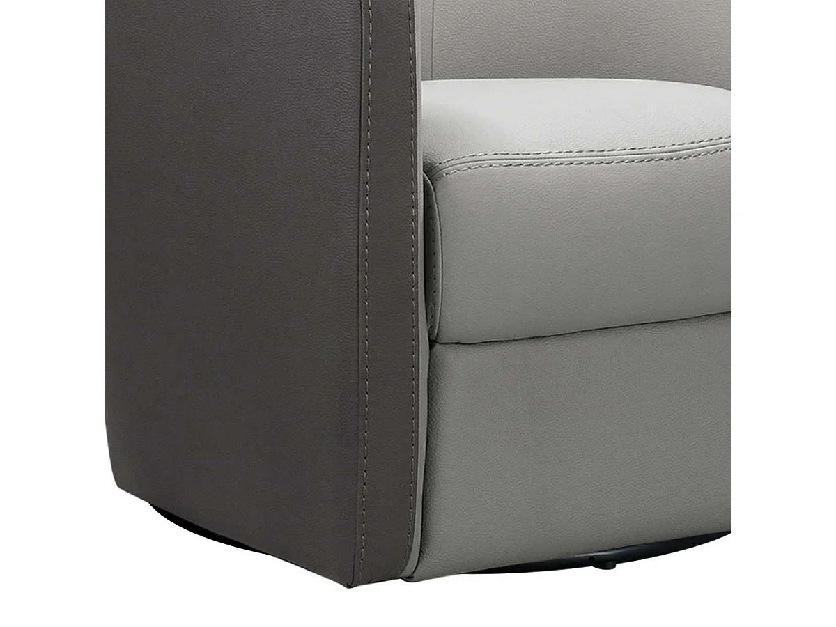 Fauteuil cabriolet pivotant 360° tissu micro grain gris perle et gris plomb - GINKO