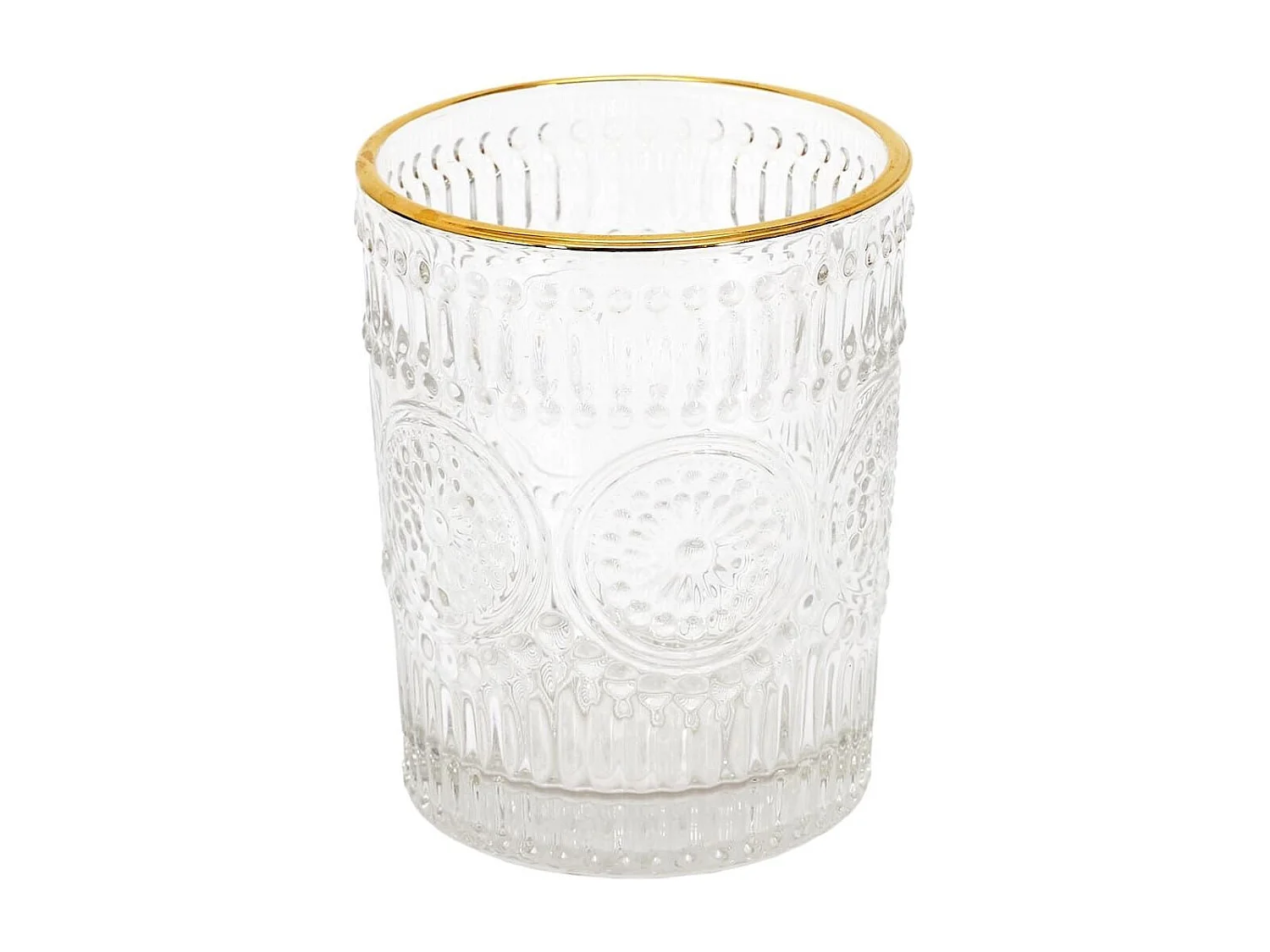 Set de 6 verres 25cl en verre avec reliefs géométriques et liseré doré