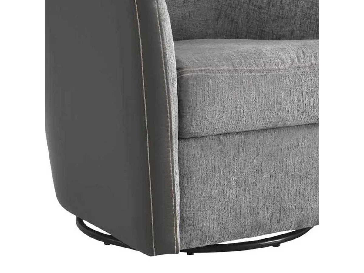 Fauteuil cabriolet pivotant 360° tissu chenillé bicolore et PVC gris - GINKO