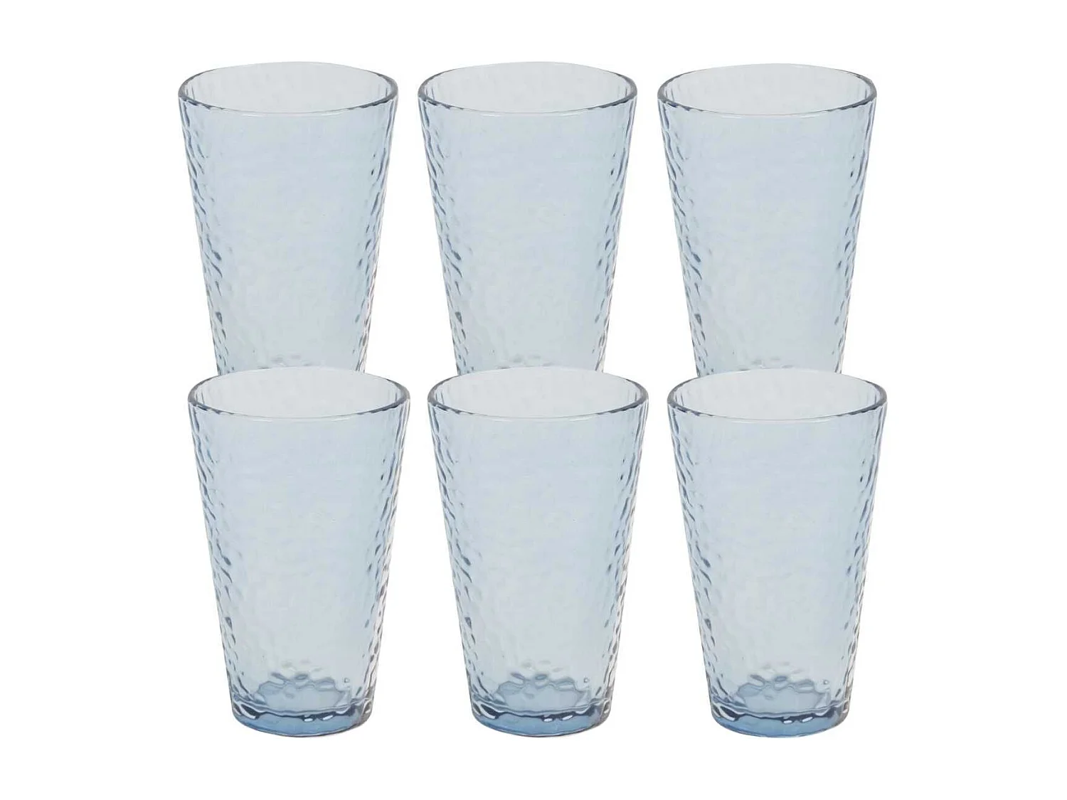 Set de 6 verres 34cl en verre martelé bleu fumé