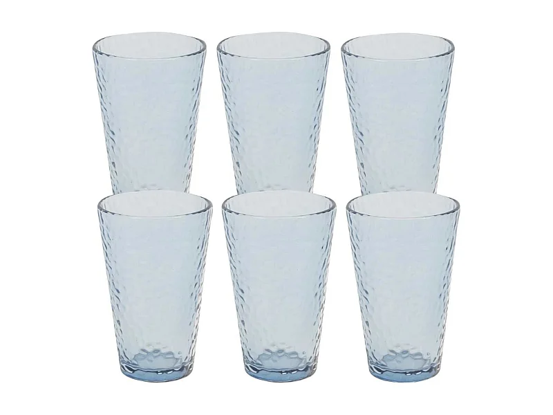 Set de 6 verres 34cl en verre martelé bleu fumé
