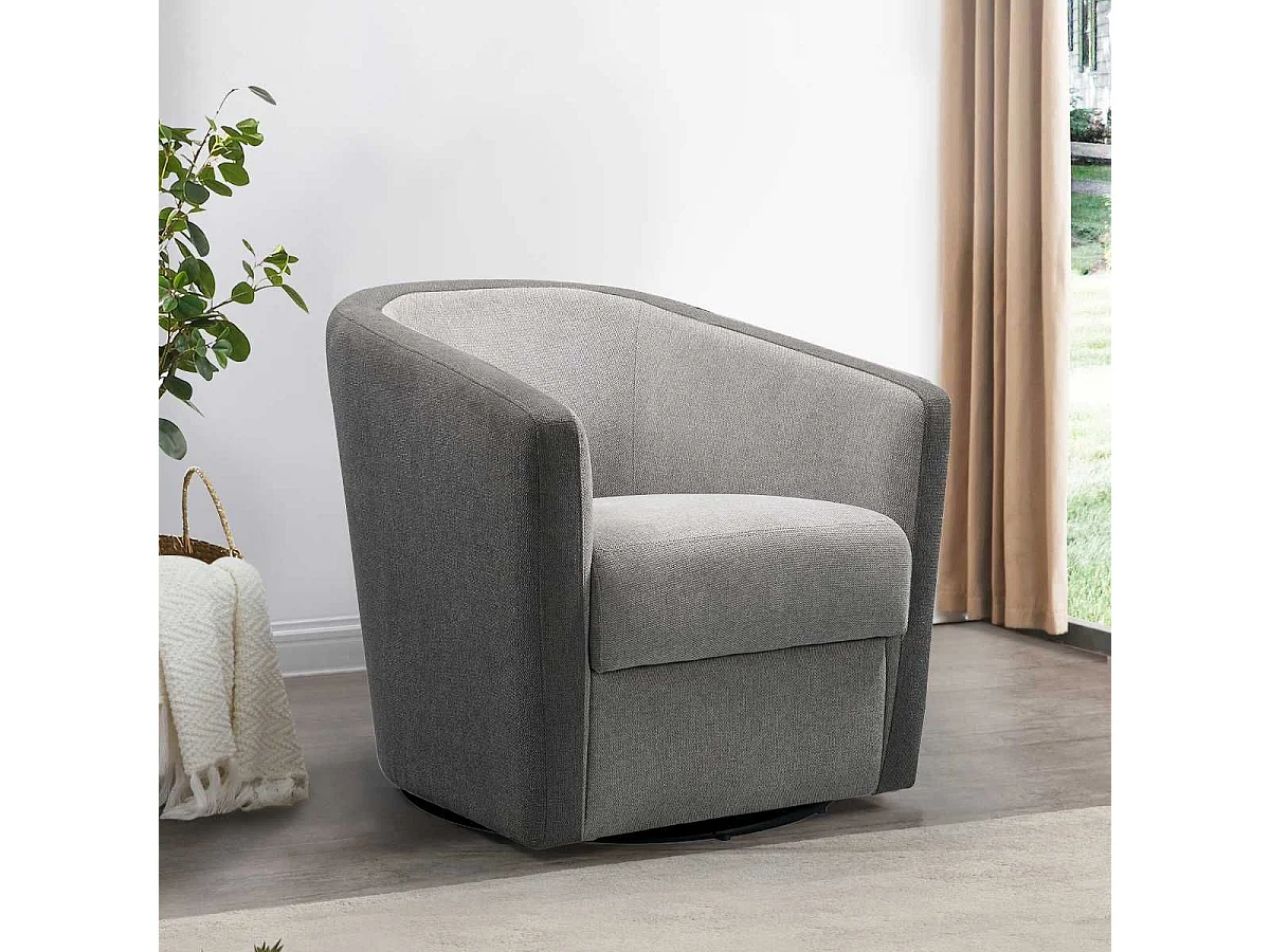 Fauteuil cabriolet pivotant 360° tissu polyester gris clair et gris foncé - GINKO