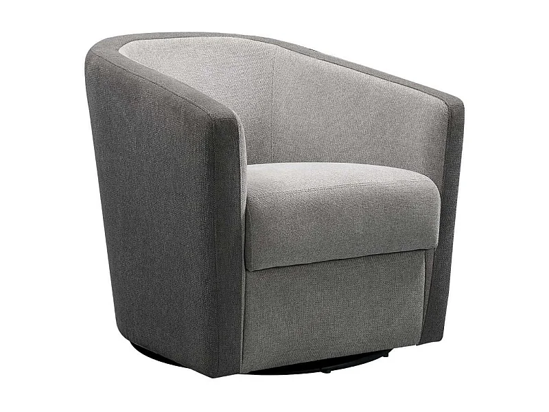Fauteuil cabriolet pivotant 360° tissu polyester gris clair et gris foncé - GINKO