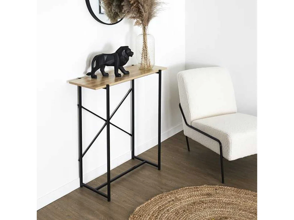 Console simple plateau Métal et Aspect Bois - DARA