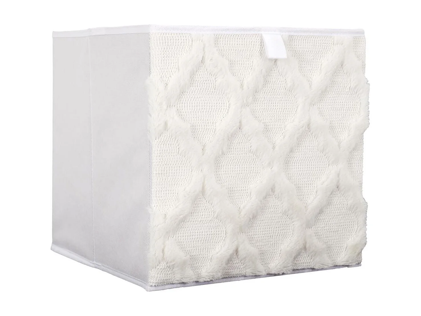 Cube de rangement pliable tissu tufté blanc 30x30 cm