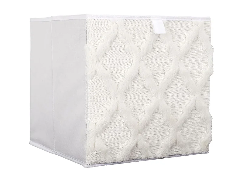 Cube de rangement pliable tissu tufté blanc 30x30 cm