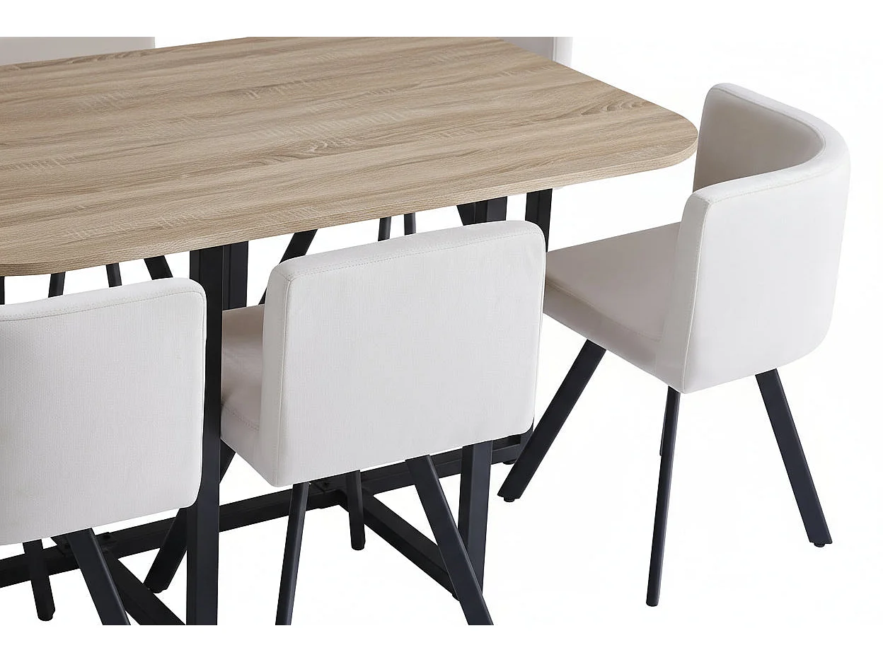Ensemble Table et 6 chaises VENDOME beige pieds noirs