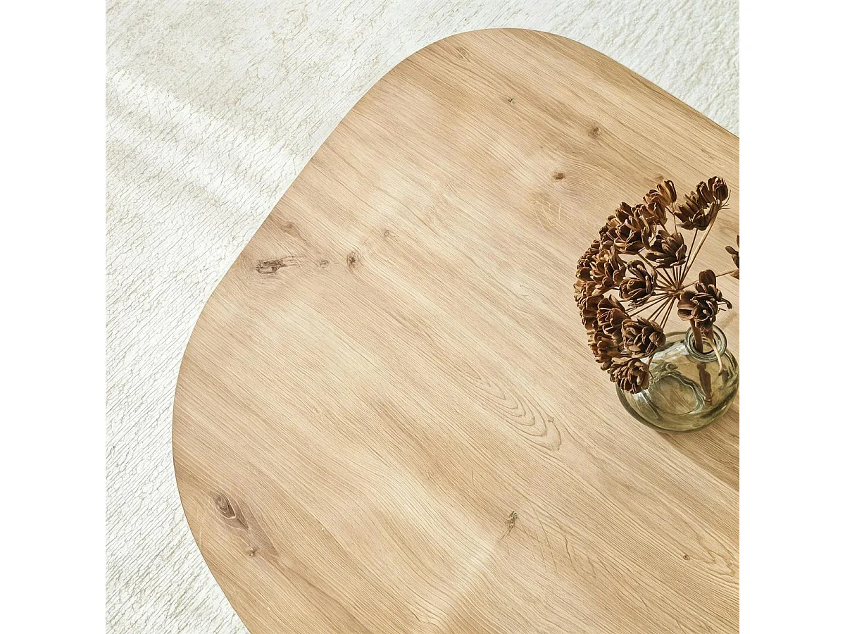 Table basse design effet bois, forme organique galet MARFA