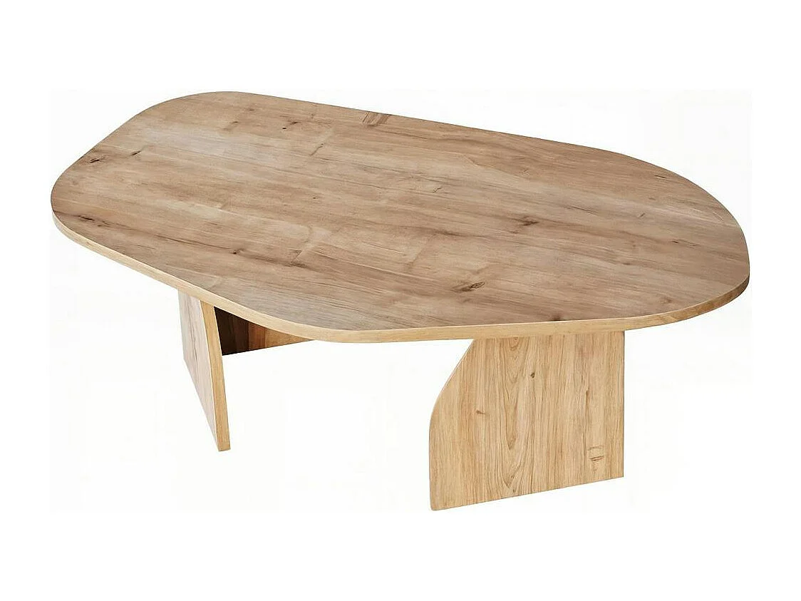 Table basse design effet bois, forme organique galet MARFA