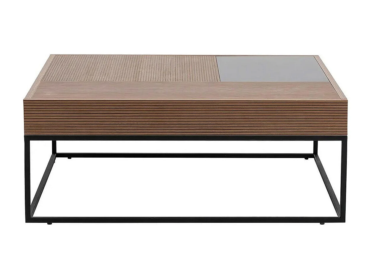 Table basse design carrée effet noyer & anthracite JENA