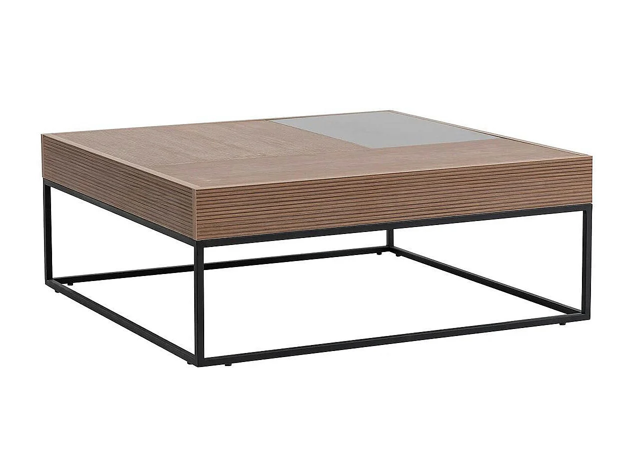 Table basse design carrée effet noyer & anthracite JENA