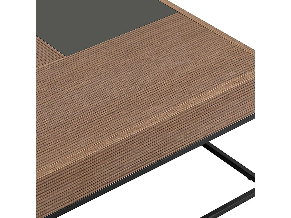 Table basse design carrée effet noyer & anthracite JENA