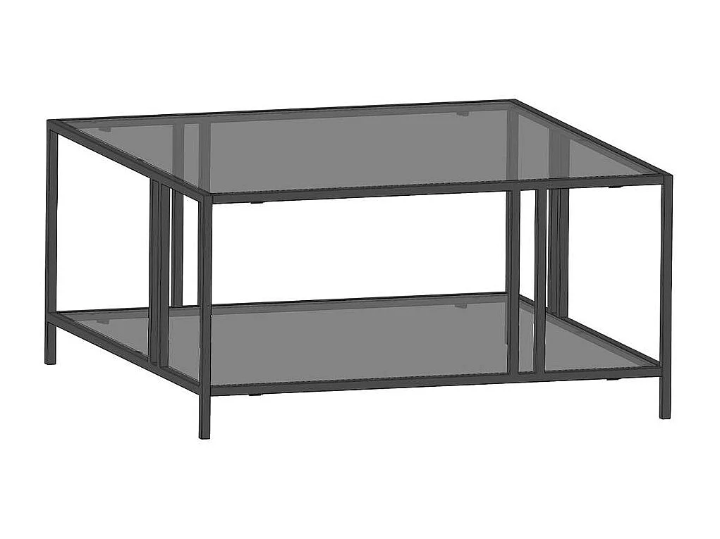 Table basse en verre fumé carrée, double plateau TULUM