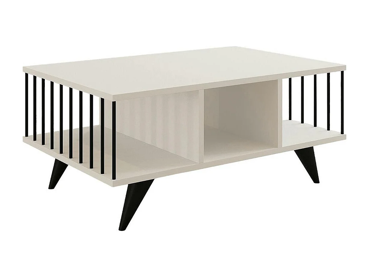 Table basse moderne noire & blanche, rangements ouverts UMEA