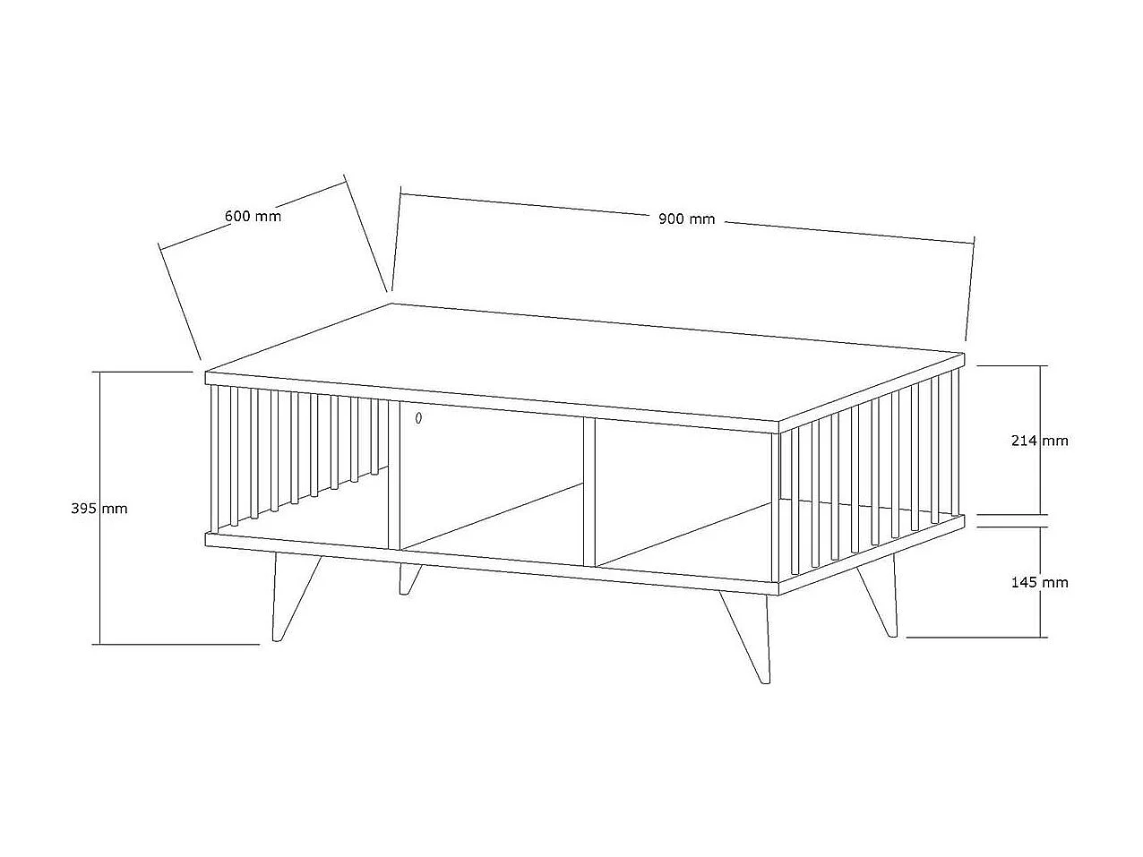Table basse moderne noire & blanche, rangements ouverts UMEA