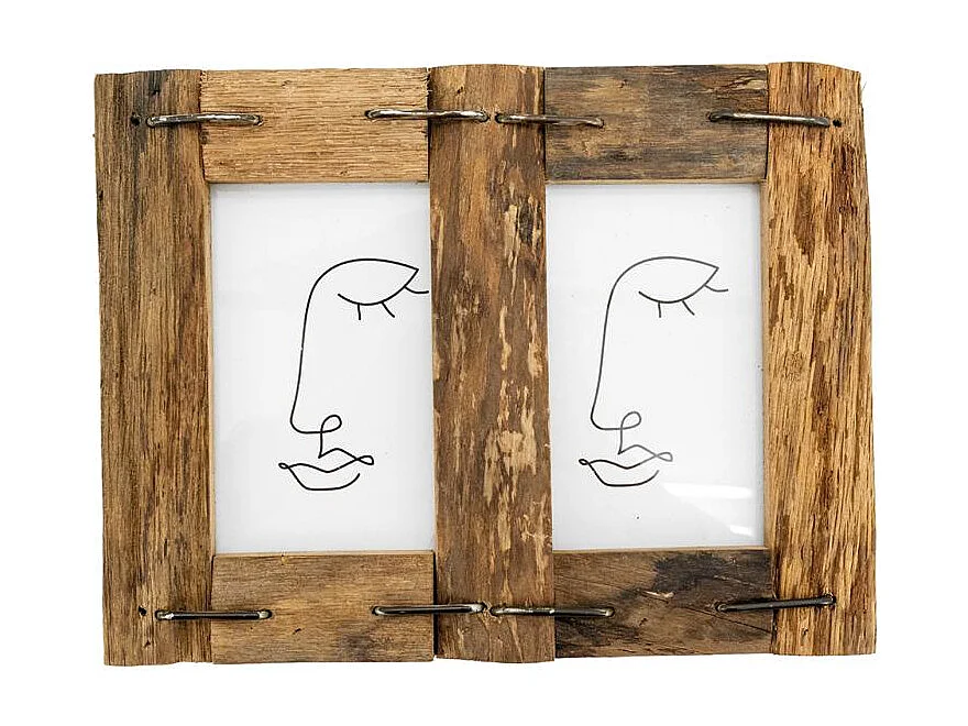 Cadre photo 2 vues en bois recyclé – Rustique et naturel
