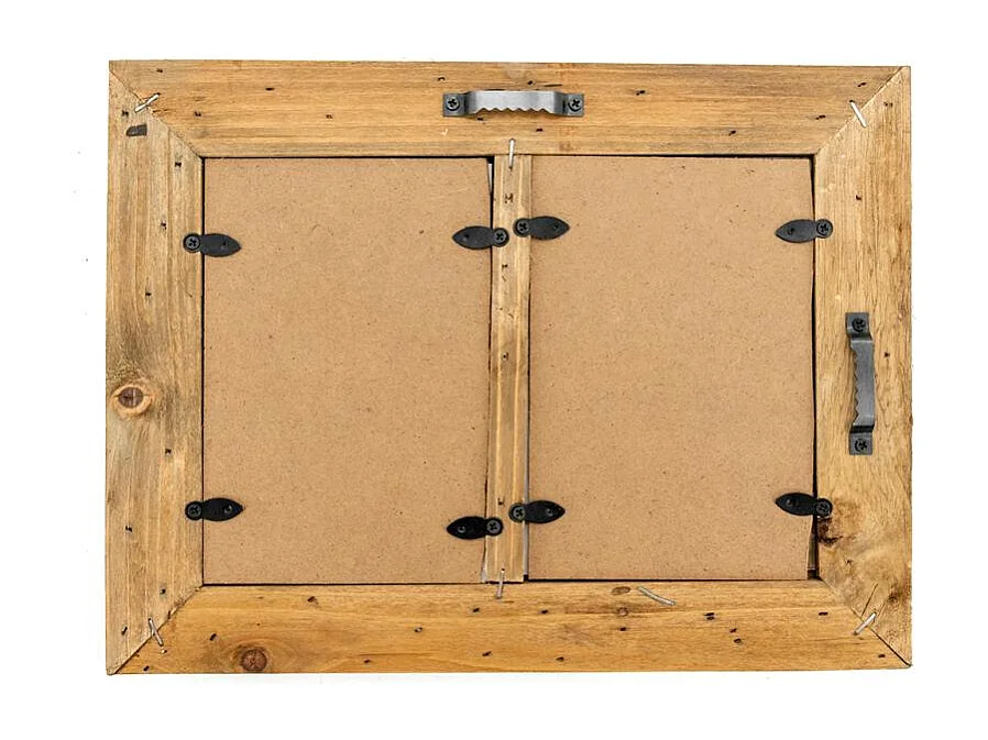 Cadre photo 2 vues en bois recyclé – Rustique et naturel