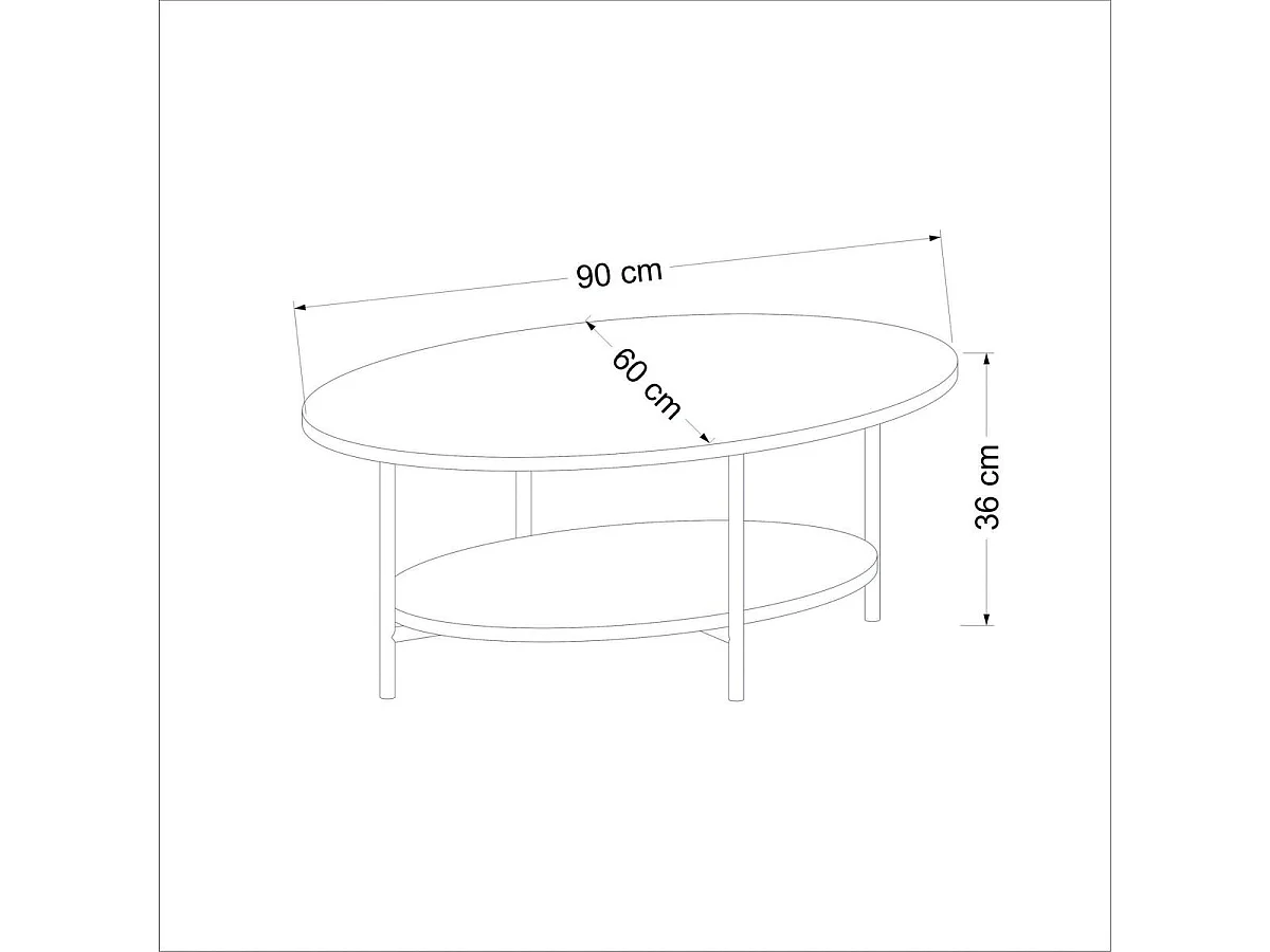 Table basse ovale double plateau effet bois et blanc JENA
