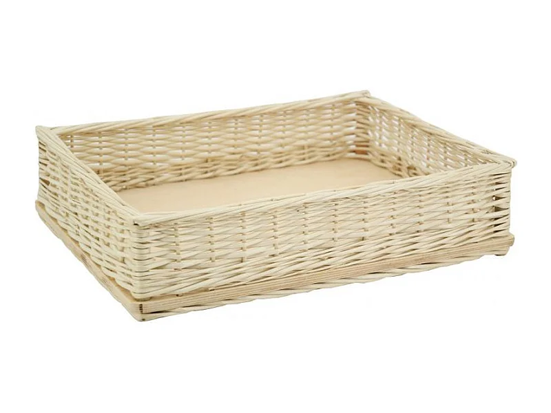 Manne en osier blanc avec fond en bois – Présentoir à pain ou viennoiseries