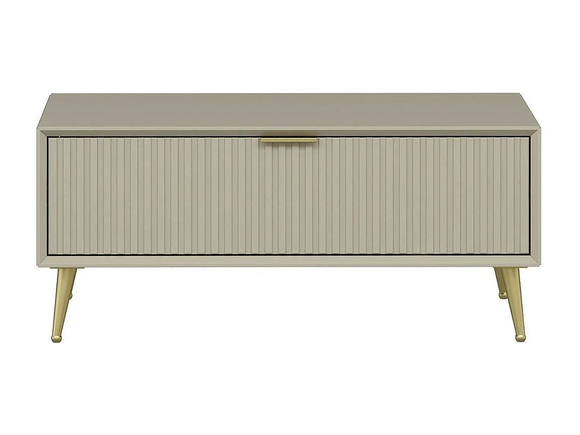 Table basse rectangulaire beige, 1 niche rainurée fermée JENA