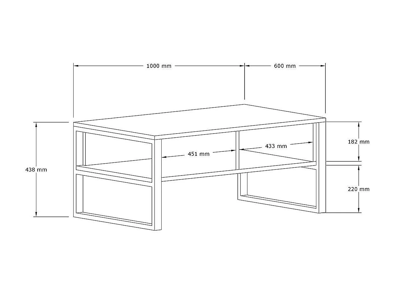 Table basse moderne effet bois clair avec niches JENA