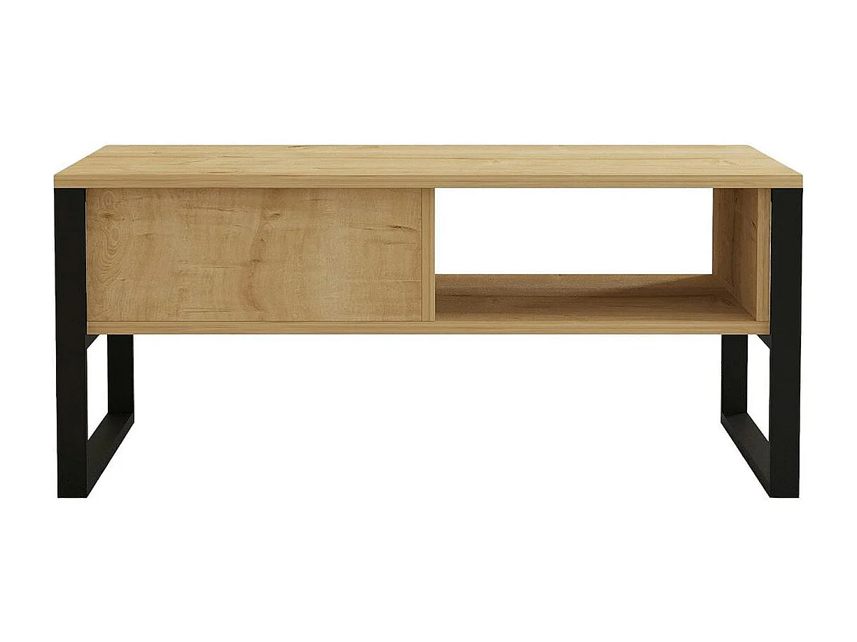 Table basse moderne effet bois clair avec niches JENA