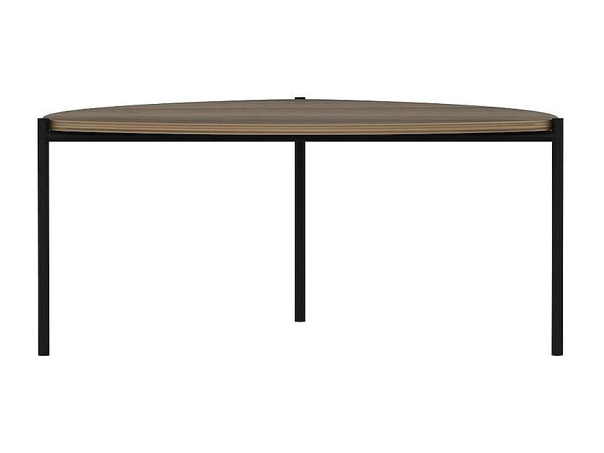 Table basse métal et effet noyer, triangle organique JENA
