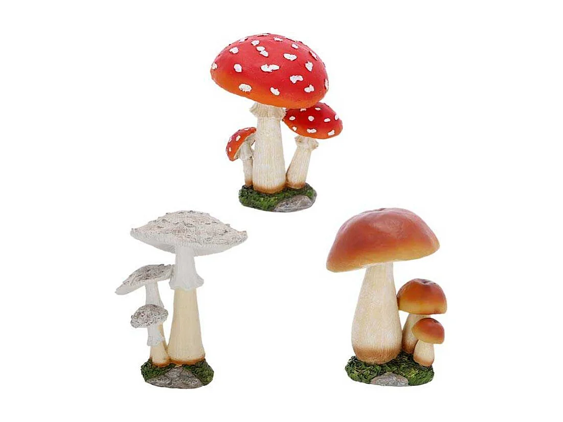 Champignons en résine (Lot de 3) 21 cm