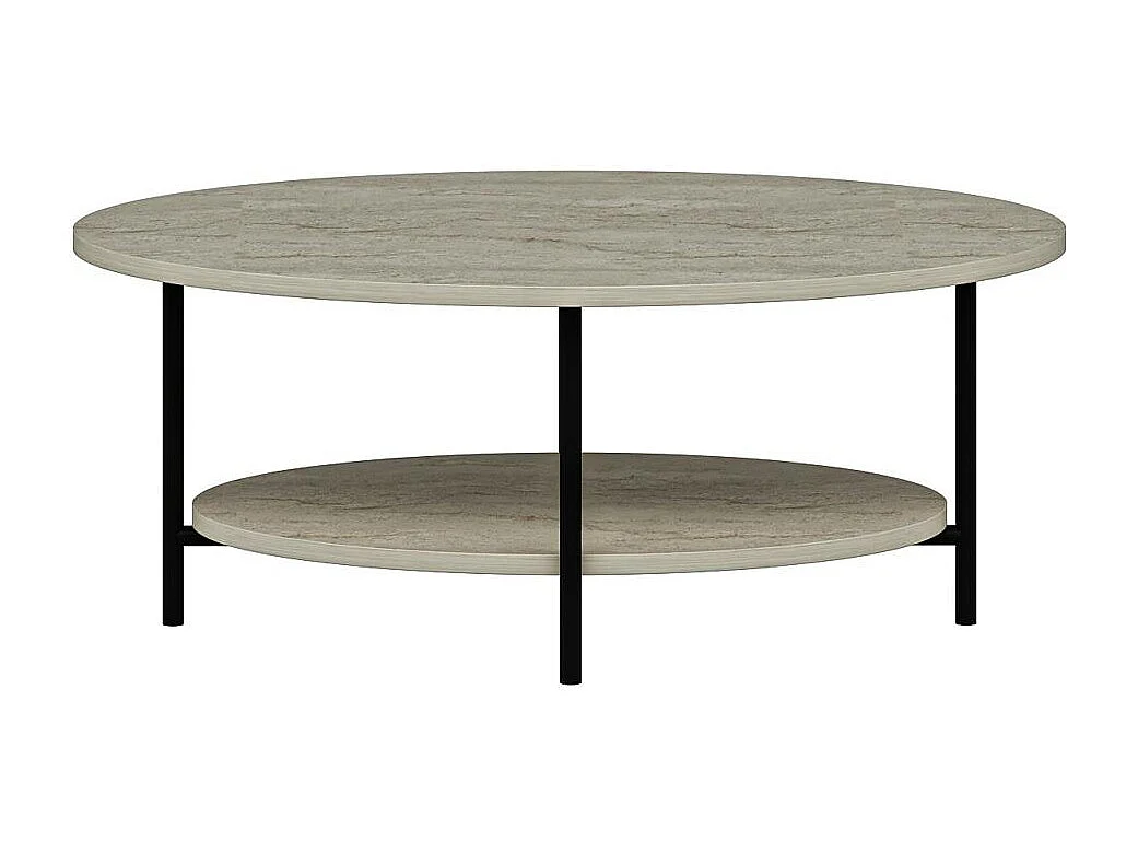 Table basse ovale double plateau effet travertin JENA